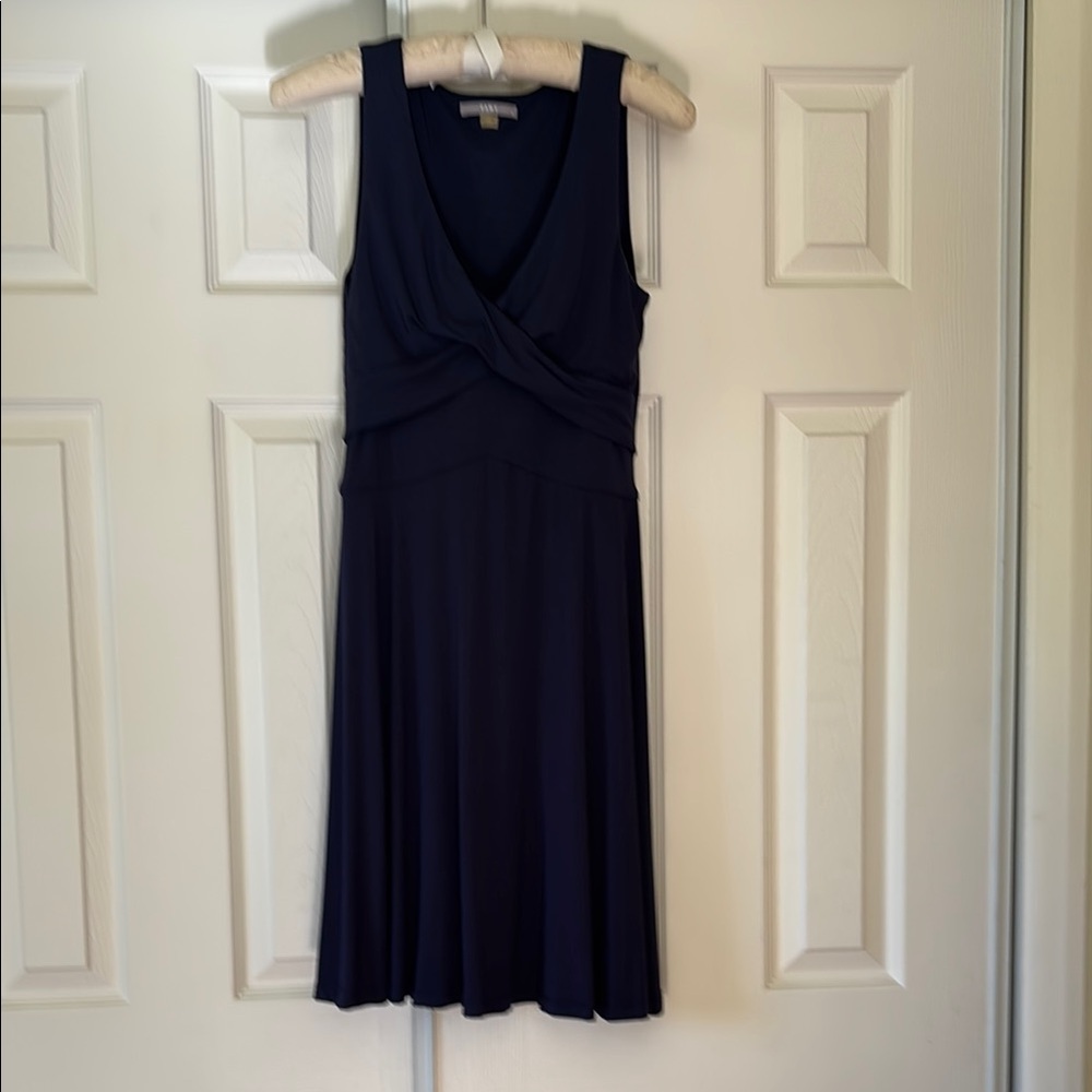 Tart Navy Blue Sleeveless V-Neck Midi Dress